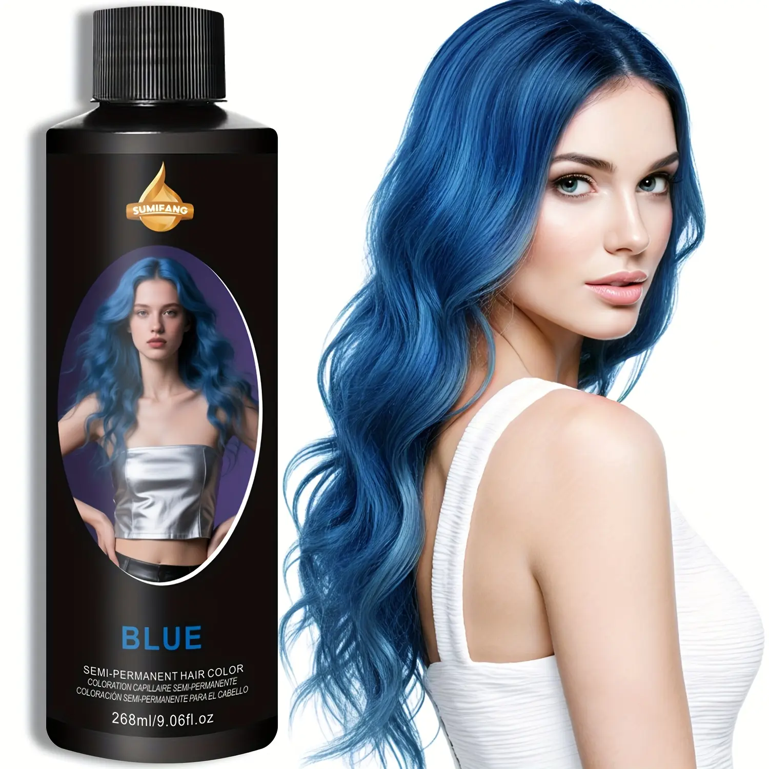 Blue Semi-Permanent Hair Dye, Vegan Cruelty-Free Hair Color, 9.06 Oz Mocha Hair Dye, Rich Long-Lasting Color, Show Your Personality, Haircare Cream, Hair Coloring, Hair Dyeing