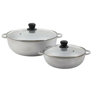 2.5 7.0qt Cast Aluminum Caldero 2pc Set with Glass lid 22 30cm Cookware Pots Aspic