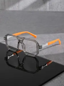 Casual Square Frame Glasses, Retro Double Bridge Full Frame Flat Top, Blue Light Blocking Unisex Daily Wear, Outdoor Fashion Accessory, Eyeglasses Frames