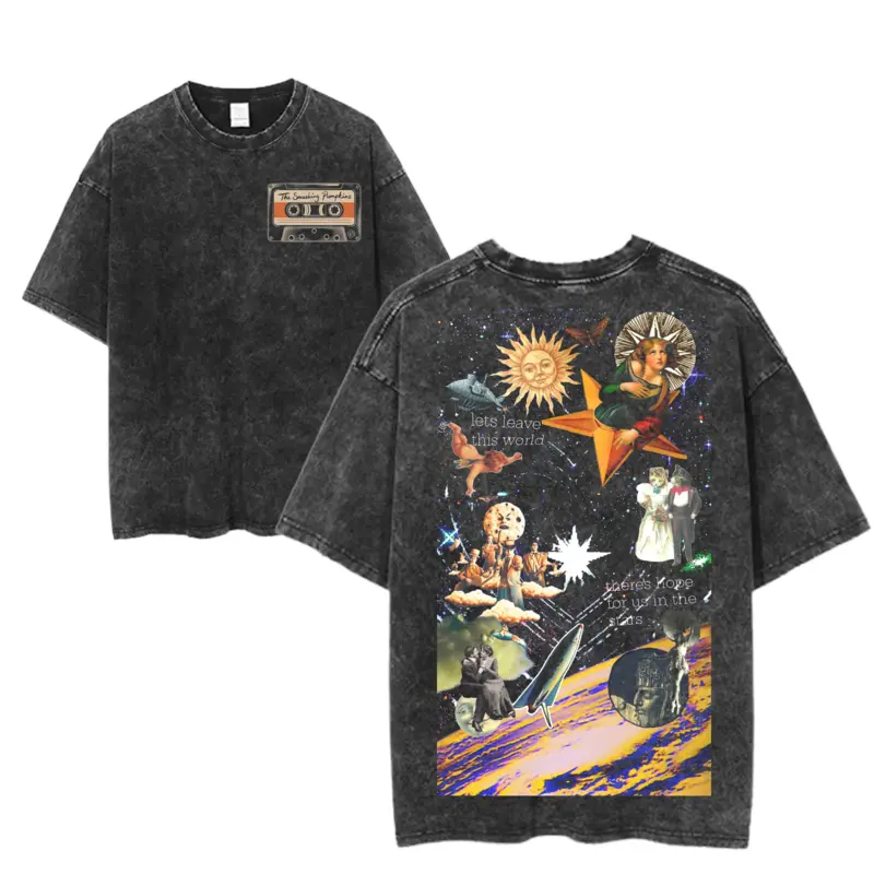 The Smashing Pumpkins Mellon Collie Graphic T-shirt, vintage rock band T-shirt, double-sided graphic design, casual streetwear, unisex cotton shirt
