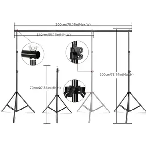 BYXAS Backdrop Stand 6.5x6.5ft(WxH) Photo Studio Adjustable Background Stand Support kit with 2 Crossbars, 4 Clamps and Carry Bag for Parties, Events Decoration, Wedding, Photography