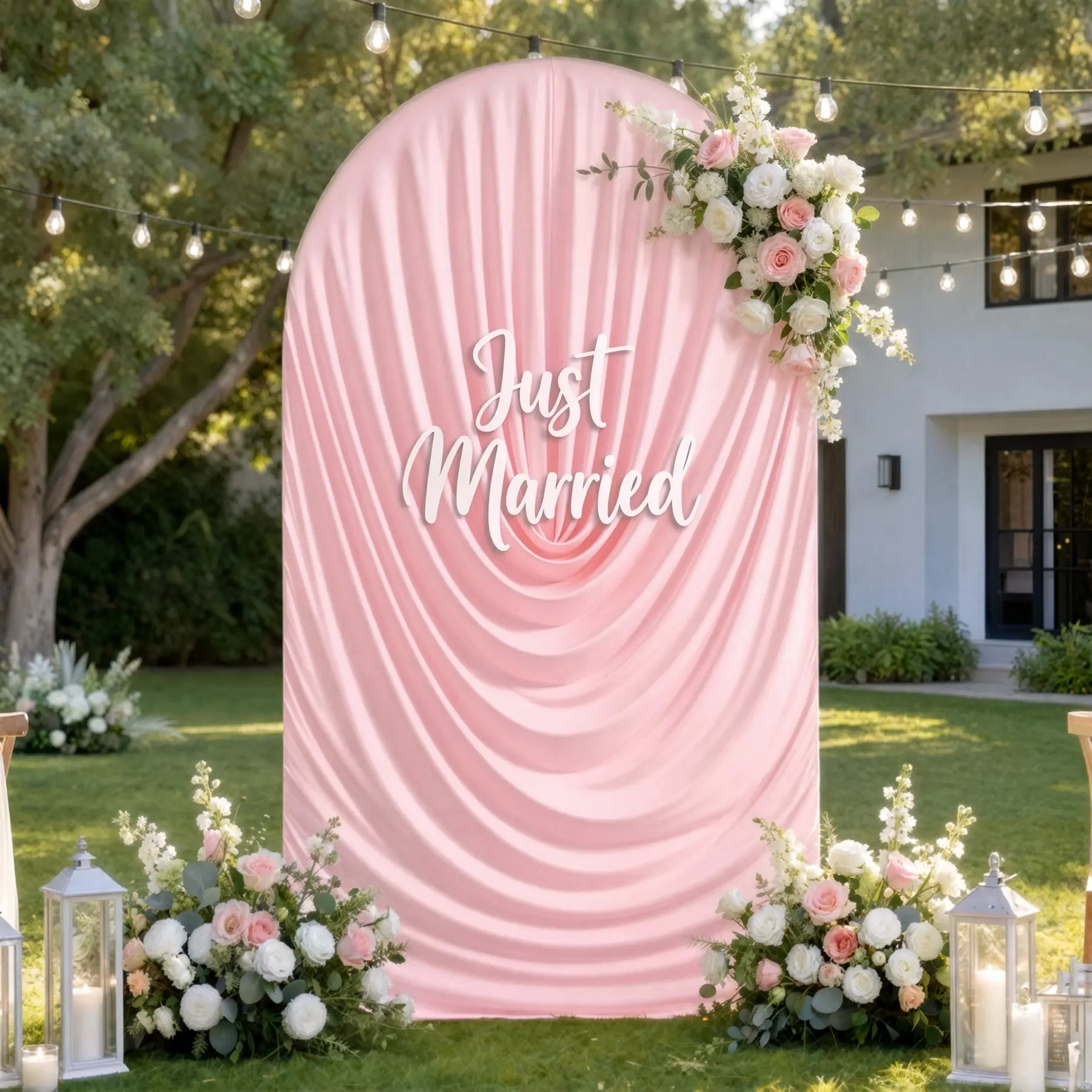 Polyester-Spandex Stretch Arch Cover, Reusable Wrinkle-Free Soft Fabric Draped Backdrop for Arch Frame, Party Background Decoration with Graduation Theme Element Festive Backdrops & Banners, Customizable with Flowers and Accessories for Weddings