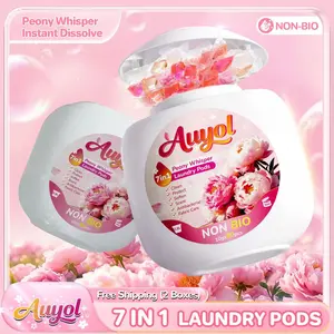 Auyol 4th Gen Laundry Detergent Pods 7 in 1, Peonia Scent, Ultra Fast-Dissolving, Non-Bio Enzyme, Deep Clean & Long-Lasting Freshness A