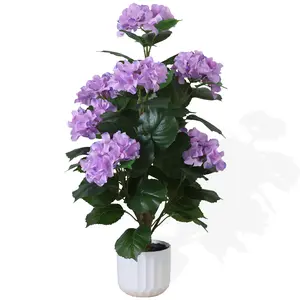 AUMMOOH Romantic Season 31" Artificial Hydrangea Tree in Pot Faux Potted Silk Hydrangea Plant for Indoor Outdoor Decoration Lifelike Artificial Flower Tree for Home Office Patio Garden Decor Purple