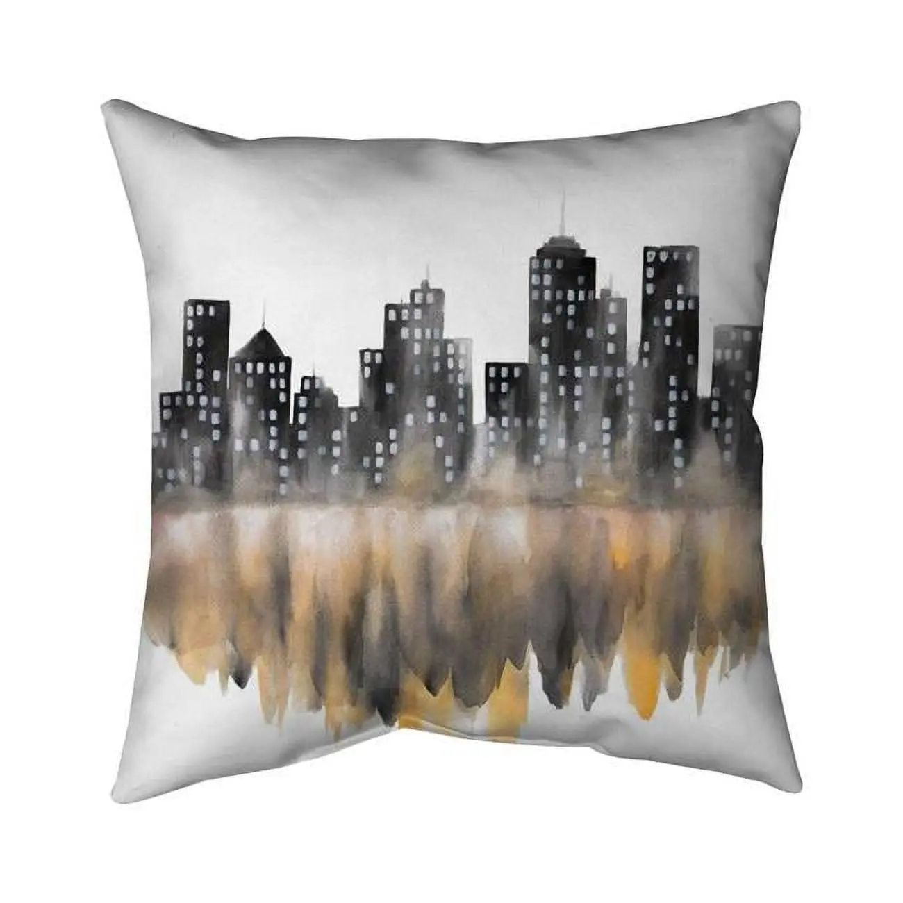 20 x 20 in. Yellow Watercolor Cityscape-Double Sided Print Indoor Pillow