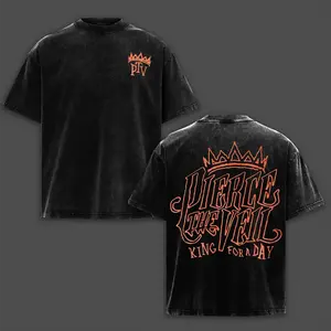 Scratch King T-shirt & Hoodie Washed Pierce The Veil Band Vintage Unisex Acid 2 Sides Printed Washed Hoodie & Shirt, PTV World Tour Apparel, Emo Revival Energy Meets Modern Alt-Streetwear , For Post-Hardcore & Scene Rock Fans Merch