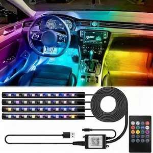 250-LED RGB Underglow Kit 16M Colors 9 FX Modes IP67 Waterproof Remote Control for Cars Trucks SUVs Motorcycles lights strip kit Wireless RGB LED Car Ambient Lighting kit multicolor music car strip light luz led carro music sync mode dash usb rechargeable