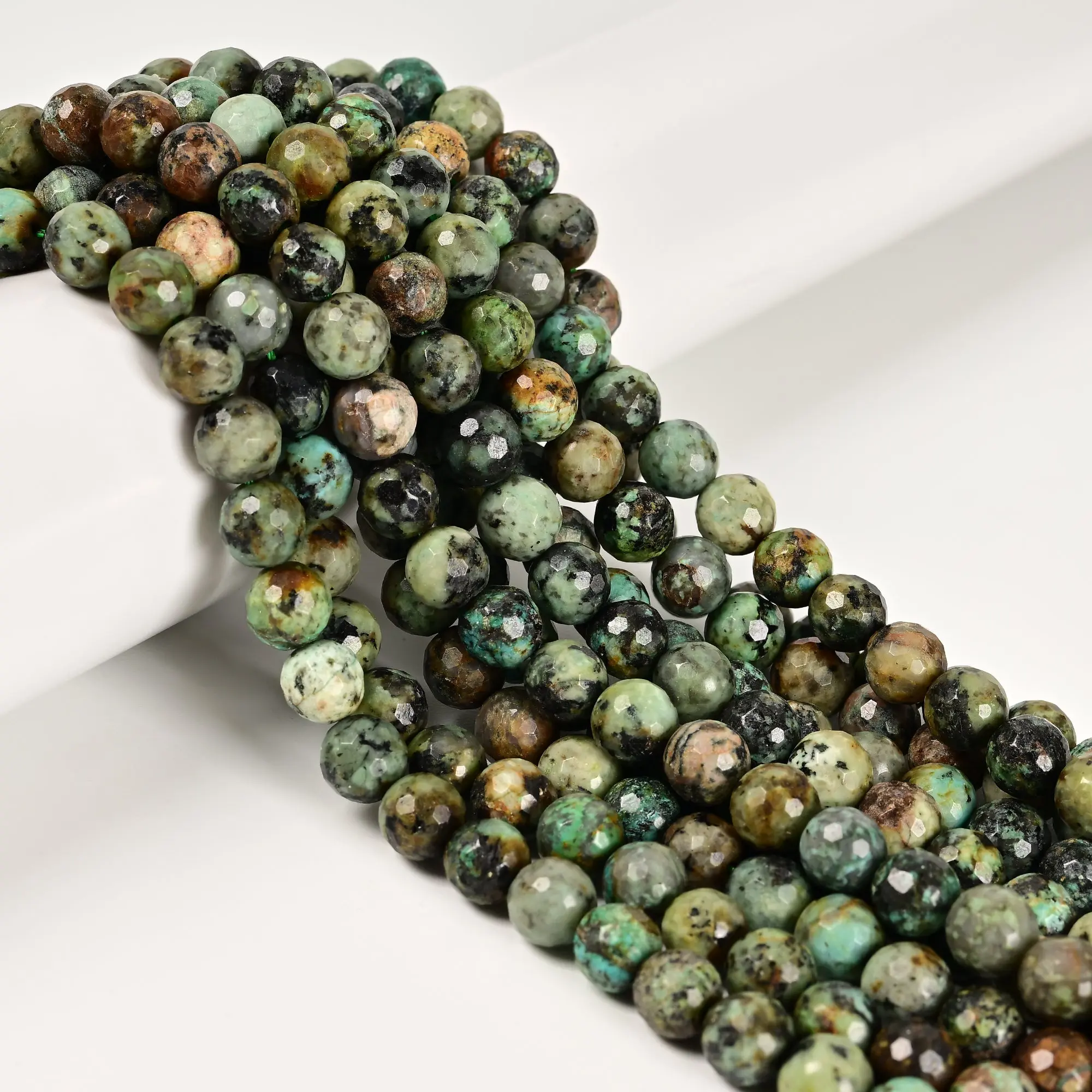Natural African Turquoise Faceted Round Beads 6mm 8mm 10mm 12mm 15.5" Strand