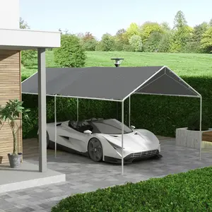 10x20 FT Carport Roof Replacement Canopy Dark Gray UV Resistant PE Cover with Ball Bungee Cords, Heavy Duty Waterproof Tarp for Car Garage Tent Shelter, Quick 2-Person 3-5 Min Setup, Fits 9.6‘x19.5’ Frames, 230.75“x116.5”