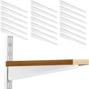 20 Pack Adjustable Wire Shelf Brackets -- Heavy-Duty Double-Track Compatible Shelf Supports (White,11.5 Inch)