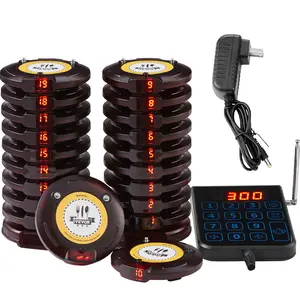 VEVOR Restaurant Pager System, Wireless 500m Long Range Lineup Waiting Queue Signal, Guest Customer Calling Beepers with Vibration Flashing, 20 Buzzers for Food Truck, Church, Nursery, Hospital