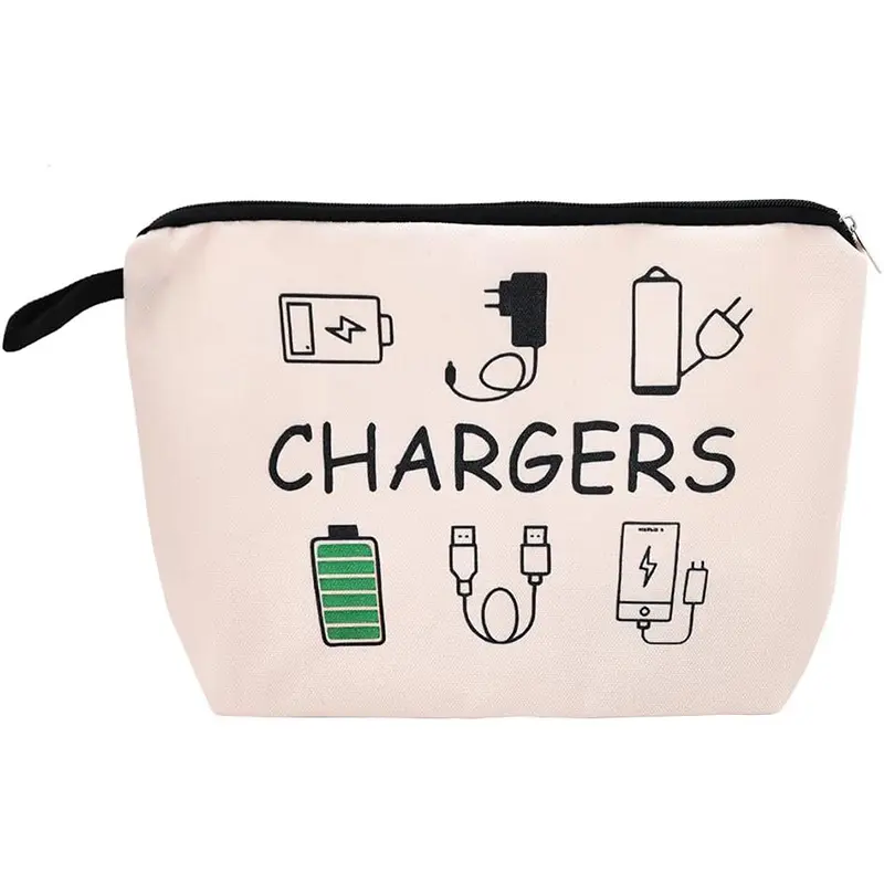 Charger Makeup Bag: Charging Cord Electronics Accessories Themed Cosmetic & Toiletry Organizer Pouch For Teen Girls & Women.Ideal Gift For Travel, Birthdays, & Christmas.
