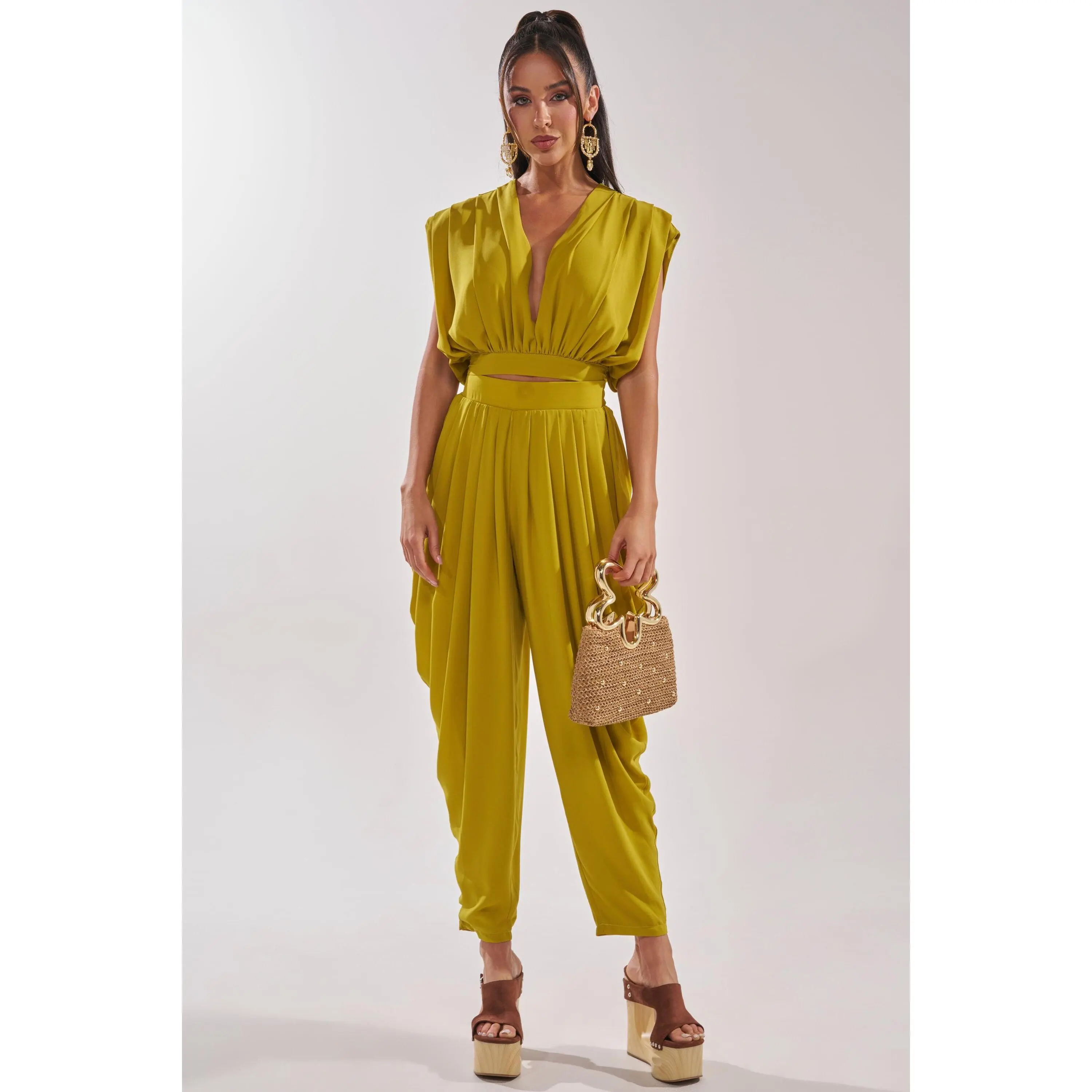 READY TO DANCE SLINKY PANT IN CHARTREUSE
