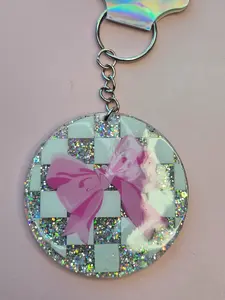 Pink Bow Resin Keychain