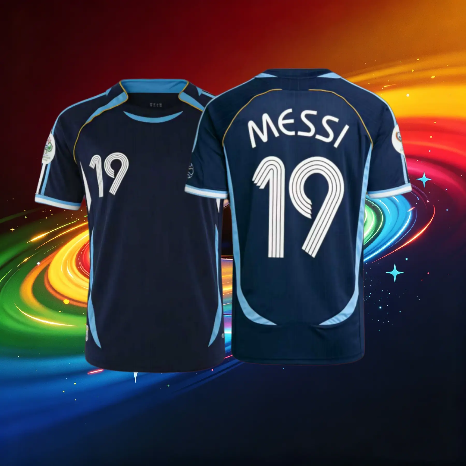 No.19# Messi Retro Soccer Jersey 2006  Away Short Sleeve