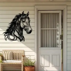 Metal Horse Head Wall Art, Modern Horse Head Wall Decor, Western Wall Art, Animal Theme Home Decor, Wall Hanging Ornament for Living Room Bedroom, Poster, Indoor Decoration