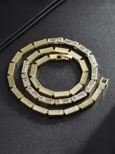 1PC ICED CHICS chain style snake bone necklace, copper inlaid zircon material, hip-hop street style, stable coating suitable for daily wear, versatile accessories, Cuban Link Chain