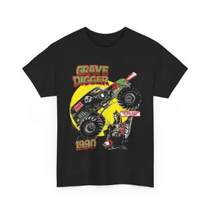 Vintage Grave Digger 1990 Monster Jam T-shirt Man Unisex Cotton Tee Streetwear Lover Graphic Top Menswear