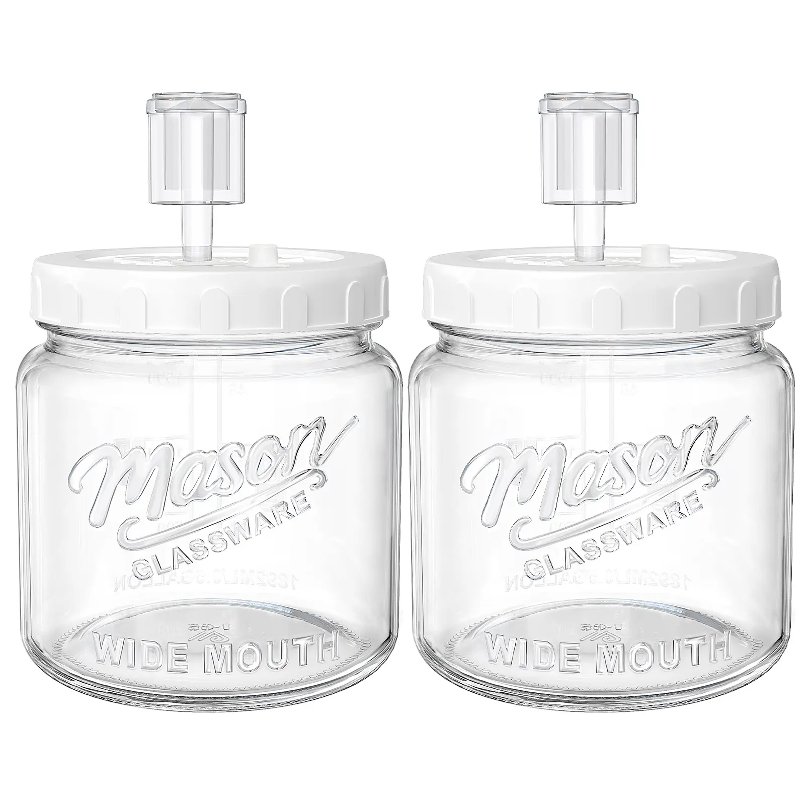 2 Pc Fermentation Jars for Kitchen Recipes, Half Gallon Glass Jars with Airtight Lid, 64 oz Wide Mouth Mason Jar with Scale Line for Pickling, Mead Making, Kimchi, Sourdough and Food Containers