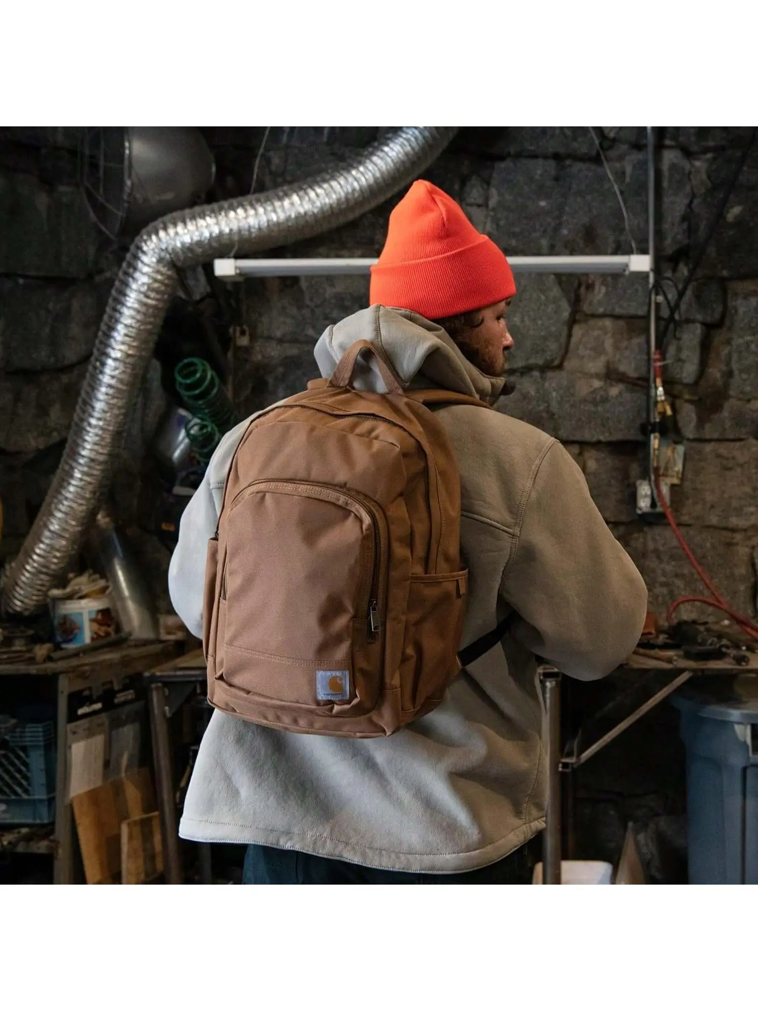 Carhartt 25L Classic Backpack, Durable Water-Resistant Pack W/ 15" Laptop Sleeve and Multiple Organizational Compartments, Brown, PFAS Free