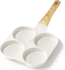 Nonstick Egg Frying Pan, 4-Cup Granite Non Stick Omelette Pan Skillet for Breakfast, Pancake Pan with Heat-Resistant Handle, Compatible with All Stovetops, Easy to Clean, PFOA Free, White