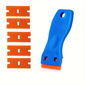 Plastic Razor Blade Scraper with 20pcs Blades, 2 Counts Adhesive Remover for Table Stickers,  Desk Cleaner for Home Office Dormitory School Kitchen Bathroom