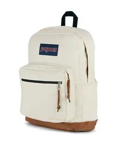 Jansport Big Student Backpack – Vintage suede bottom, letter patch; college backpack with large capacity; casual school daypack for teens