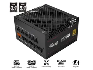 Rosewill VMG 750W 80+ Gold, ATX 3.0 & 3.1 Compatible, Full Modular Low-Noise Power Supply, PCIe 5.1 12V-2x6 Connector, 100% Japanese Capacitor, 120mm FDB Silent Fan - 5 Year Warranty - VMG750