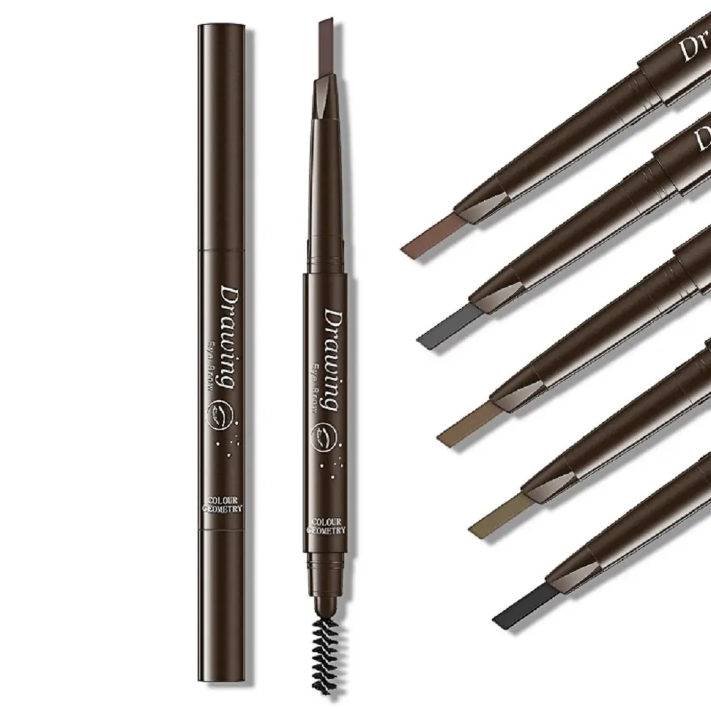 TIKA 2-Pack Retractable Eyebrow Pencil with Slant Tip and Brush, Waterproof Double-End Brow Makeup