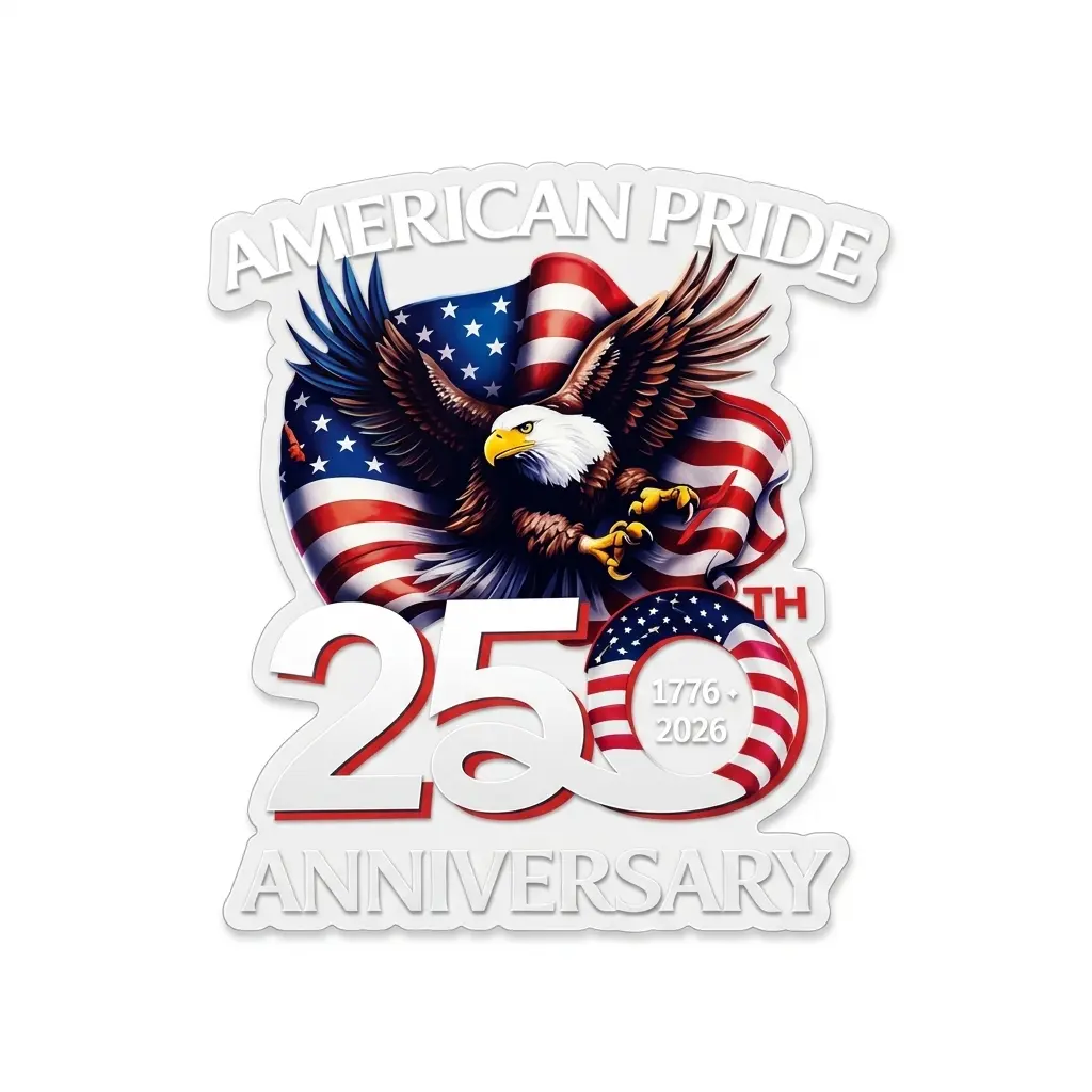 2-Pack Patriotic Graphic Decal Set, American Pride 250th Anniversary Car Decorations, Durable Vinyl Decals for Vehicles and Trucks, 4th of July Gift