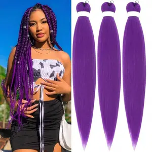 Braiding Hair Pre Stretched Long Purple 26 Inch Prestretched Braiding Hair Ez Braid Hypoallergenic Colored Braiding Hair Extensions Stage Party Halloween Costume Cosplay