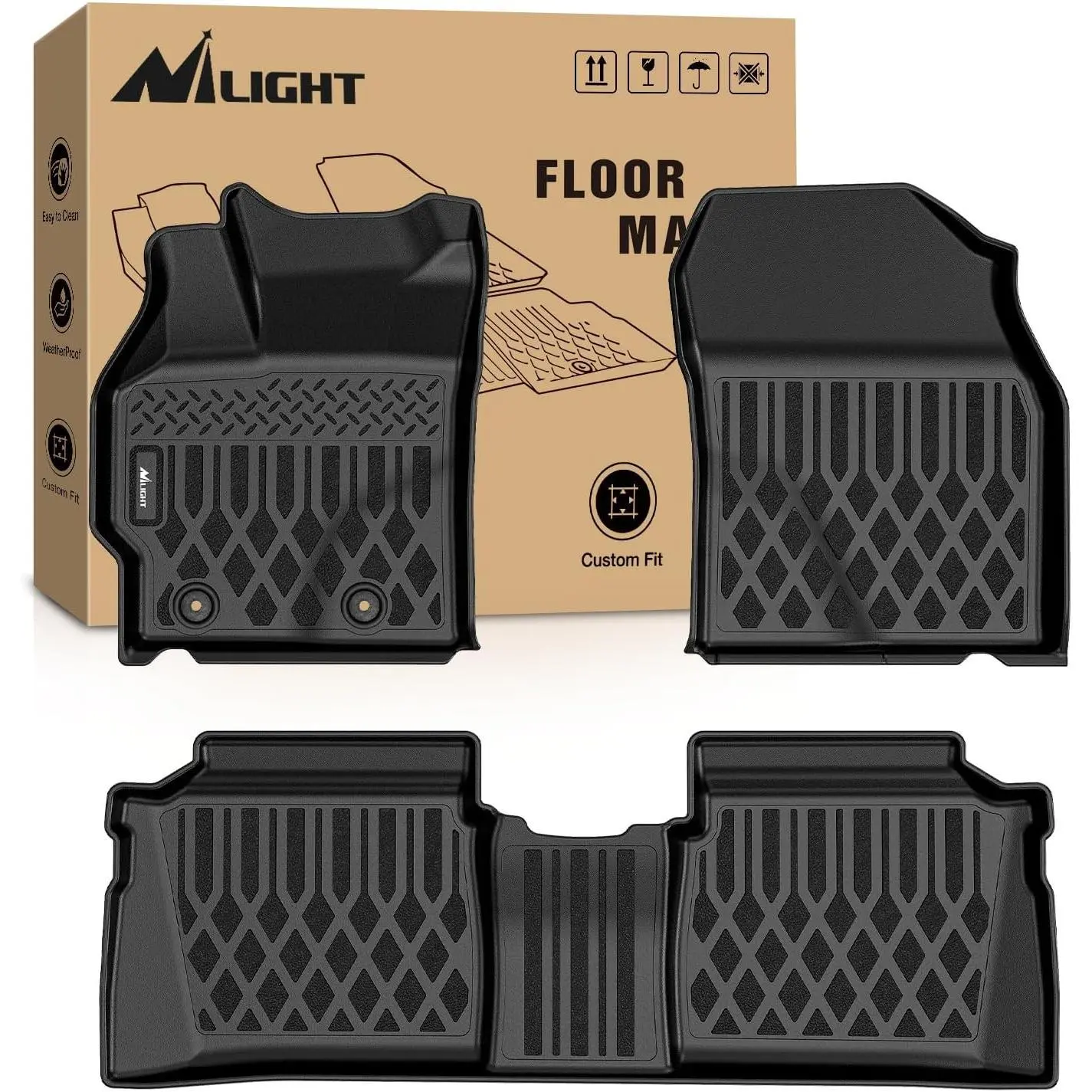 Nilight TPE Car Floor Mats - Custom Fit, All Weather, Heavy-Duty Liners, Waterproof, Easy to Clean for Toyota Prius Hybrid 2012-2015 Car Interior Accessories, Lifetime Service