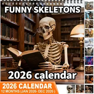 2026 Skull Theme Wall Calendar, 12 Months Colorful Illustrations, 7.9in X 7.9in Perfect Compact Size, Cute Fun and Quirky Skull Art Decor Gift