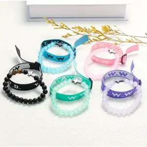 2Pcs WWJD Woven Bracelets Beaded Wristband Set for Men and Women, Vintage Boho Cross Tiger's Eye & Natural Crystal Beads Adjustable Bracelets Elastic Band