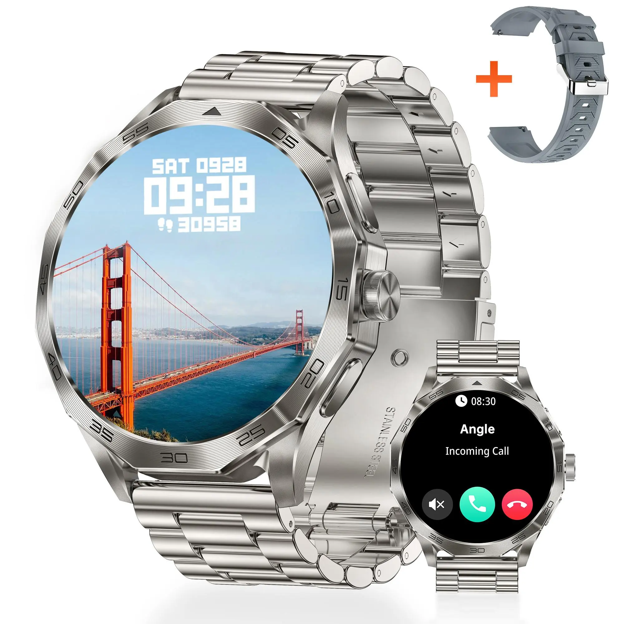 Silver (free silicone strap)