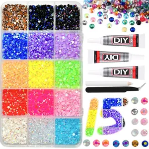 1Box 15 Colors Mini Shiny Nail Rhinestones Jewelry 3mm Multi-colors Semi-circular Flatback Resin Diamond Nail Decor DIY Press ON Nails Clothing Materials