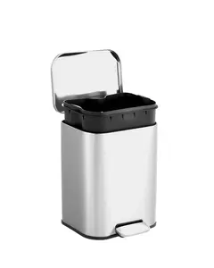 Garvee 1.3/3.2 Gallon Stainless Steel Kitchen Trash Can 5/12L Rectangular Step Garbage Bin With Soft Close Lid And Removable Inner Bucket