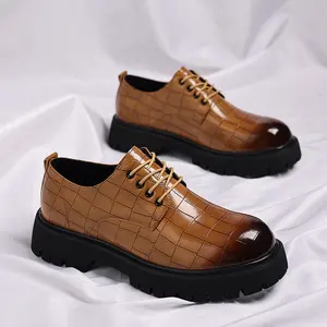 Men's Formal Dress Shoes in Premium Leather - Business Oxfords with Elevated Sole for Comfort, Classic Lace-Up Design for Office & Formal Events (Available in Wide Sizes)