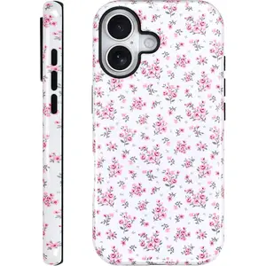 Floral, Cute Aesthetic Pink Flower Desig |   Hybrid 2-Layer Shockproof Protective Tough Cover for Women & Girls |    Compatible with Iphone X/XS Max ProMax  Pro Plus 17 Air 16 15 14 13 12 11 & Samsung Galaxy S25 S24 Ultra Fe