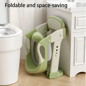 Foldable Step-Up Toilet Seat Ladder, Toddler Potty Training Chair with Anti-Slip Step Stool, Toilet Seat for Toddler