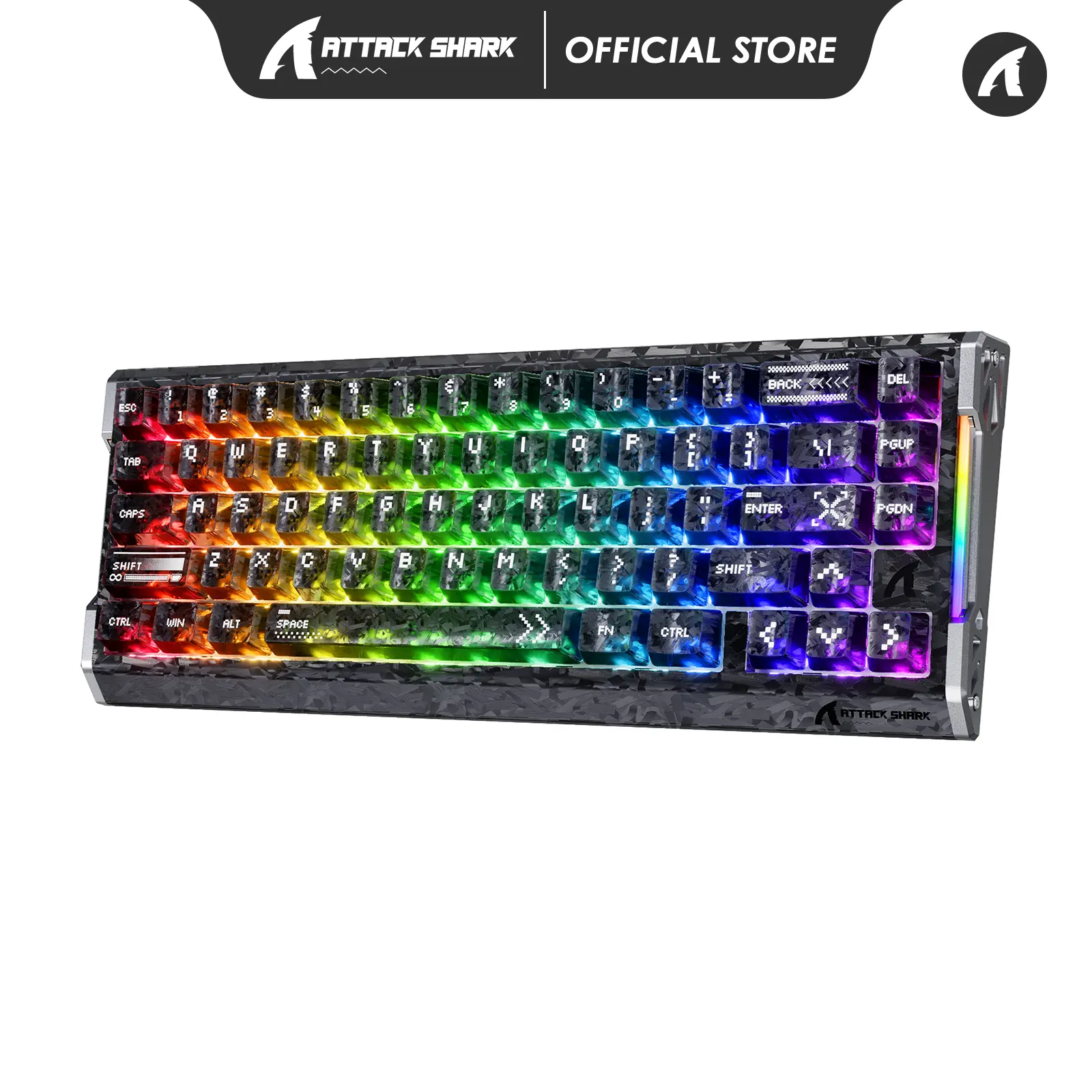 ATTACK SHARK R68HE 60% Wired Rapid Trigger 8K Mechanical RGB Gaming Keyboard with 0.005mm RT Accuracy,0.08ms Latency,256K Scan,Hall Effect Magnetic Switch,Carbon Fiber+CNC Aluminum Alloy for PC