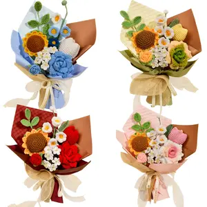 Crochet Bouquet, Crochet Tulips, Sunflowers, Roses, Knitted Bouquet – Perfect for Mother's Day, Graduation, Birthdays, Home Decor, and A Thoughtful Birthday Gift for Women, Teachers, Moms, and Friends