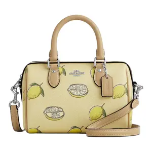 COACH Rowan 18 Small Detachable Strap Coated Canvas Shoulder Crossbody Handbag for Women in Chartreuse