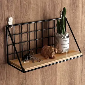 [Metal Floating Shelves Rack] 1pc Metal Floating Shelves Wall Mounted - Punch-free Storage Rack for Bathroom, Living Room, Bedroom - Minimalist Wall Decor Aesthetic Room Decor