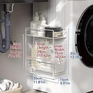 Multi-Functional Refrigerator-Washing Machine Magnetic Storage Rack, Wall-Mounted Pull-Out Gap Side Organizer, Home Laundry Detergent Holder