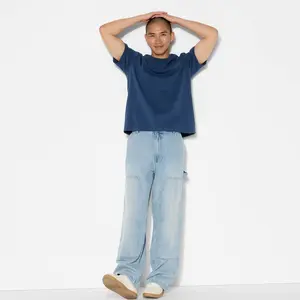 Men's Baggy Carpenter Pants - Original Use Heavyweight Denim Cotton Mid-Rise Straight-Leg Regular Fit with Side & Back Pockets