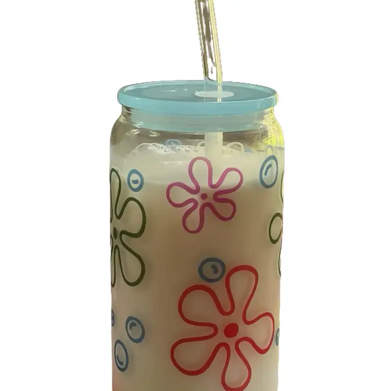 SpongeBob under the sea theme  16 oz glass can Drinkware Lid