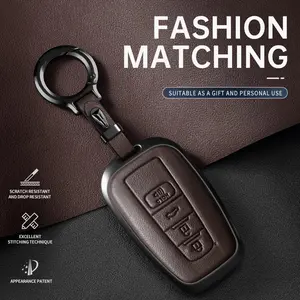 For Toyota Key Fob Cover Leather Car 2020-2022 Highlander Corolla Prius 2018-2024 Avalon GT86 RAV4 Camry C-HR Key Case Car Key Accessory Car Key Protector Car Key Holder