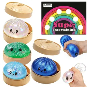 4counts 2026 New Glitter Dumpling Squishy Box, Stress Relief, Soft Squeeze Decompression Dough, Glitter Dumpling Squishy for Stress Relief