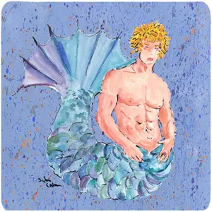 Carolines Treasures  Merman Foam Coasters - Set 4